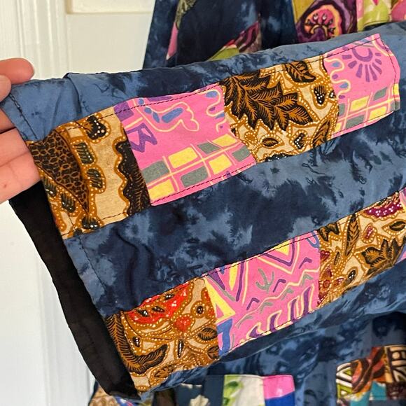 VTG Nativewear Designs Oversized Bohemian Lagenlook Quilted Jacket M Patchwork - Picture 10 of 12